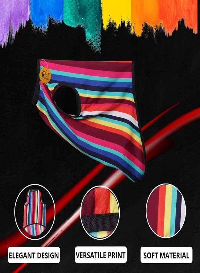 Sage Square Funky Soft Material Dog T-Shirt | Cool/Funky Print Pet | Soft Light Weight | Comfortable & Breathable Dog Clothing | Trendy Vest Outfit (XLarge - 24 inch) (Colorfull Stripes Print) - Image 3